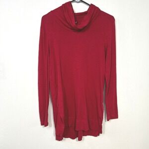 Pima Cotton Cowl Neck Tunic Top Red Women's Small J‎ Jill Soft Cozy Minimalist